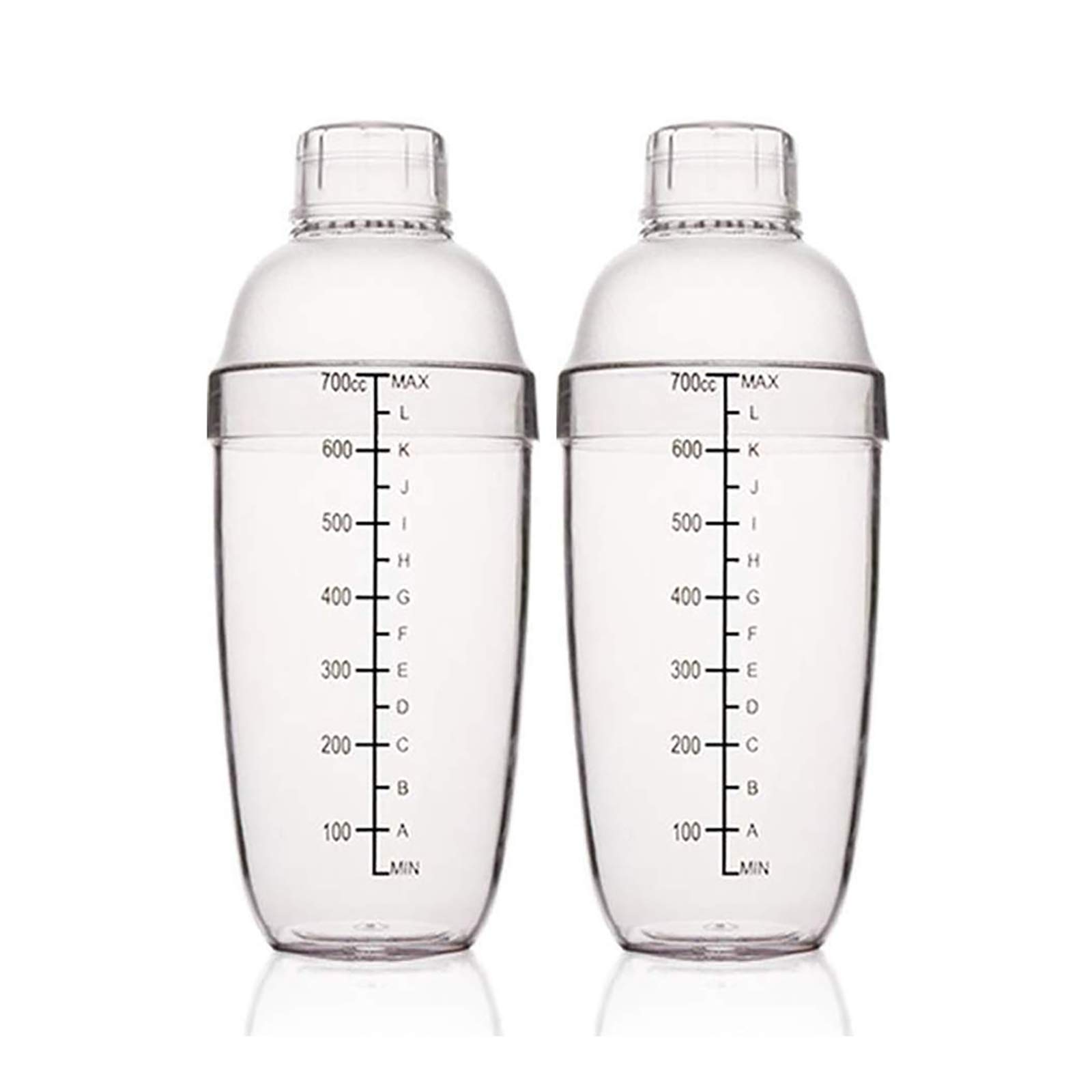 2 Pcs Plastic Cocktail Shaker,Drink Mixer Boba Tea Shaker,Professional Bar Tools Set (24oz/700cc)