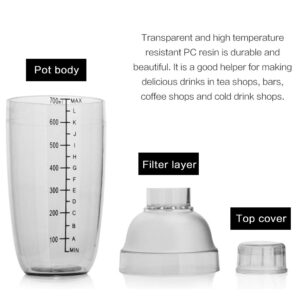 2 Pcs Plastic Cocktail Shaker,Drink Mixer Boba Tea Shaker,Professional Bar Tools Set (24oz/700cc)