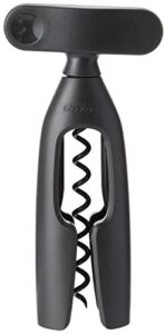 brabantia tasty+ wine bottle opener corkscrew (dark gray) easy to use, safe enclosed spiral, extra large turning handle