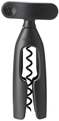 Brabantia Tasty+ Wine Bottle Opener Corkscrew (Dark Gray) Easy To Use, Safe Enclosed Spiral, Extra Large Turning Handle