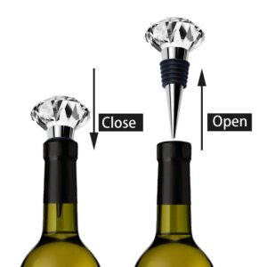 JETKONG 3 Pcs Wine Stoppers Crystal Wine and Beverage Bottle Stopper Diamond Decorative Wine Bottle Stopper (Crystal)