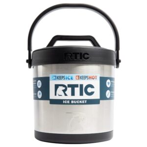 rtic insulated ice bucket with lid, stainless steel, holds 3l of ice cold up to 24 hours, sweat-free