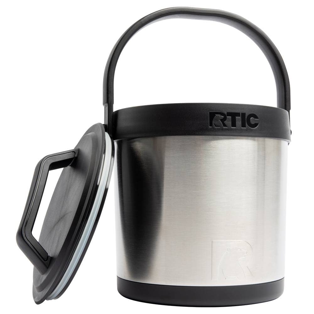 RTIC Insulated Ice Bucket with Lid, Stainless Steel, Holds 3L of Ice Cold up to 24 Hours, Sweat-Free