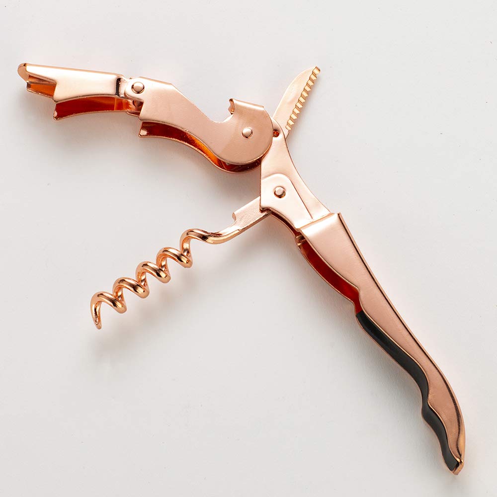 YFS Professional Waiter Corkscrew with Foil Cutter and Bottle Opener, Rose Gold Heavy Duty Wine Key for Restaurant Waiters