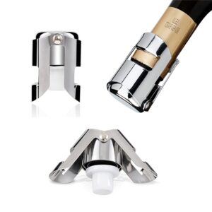 3 pack reusable champagne stoppers, stainless steel wine sparkling bottle cork set with a built in sealing plug,sealer for cava, prosecco (silver)