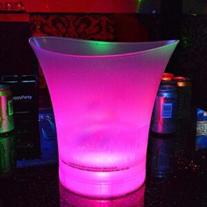PeSandy LED Ice Bucket, 5L Large Capacity Wine Ice Bucket Drink Containers with Multi Colors Changing for Party/Home/Bar, Waterproof Champagne Retro Wine Drink Beer Beverage (1PCS, Battery Powered)