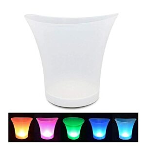 PeSandy LED Ice Bucket, 5L Large Capacity Wine Ice Bucket Drink Containers with Multi Colors Changing for Party/Home/Bar, Waterproof Champagne Retro Wine Drink Beer Beverage (1PCS, Battery Powered)