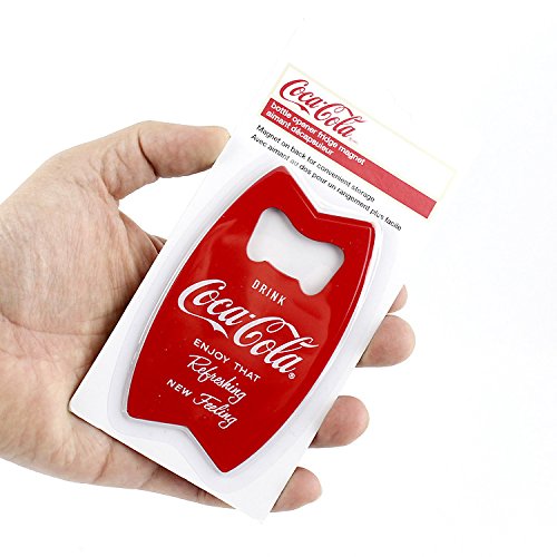 Tablecraft Stainless Steel Coca-Cola Bottle Opener Fridge Magnet, Red