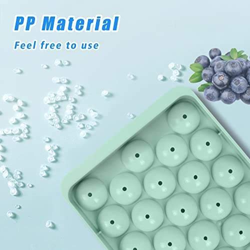 ZUJOE Ice Cube Tray, Ice Trays for Freezer With Lid and Bin Circle Ice Cube Mold Maker Round Ice Mold Cooling Cocktails, Whiskey, Tea, Coffee(3 Pack ice trays)