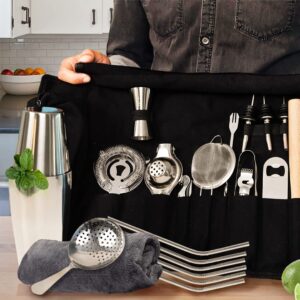 Professional Bartender Kit and Cocktail Shaker 27 Piece Kit - Bar Accessories - Mixology Bartender Kit, Barware Kit Including Wooden Muddler, Jigger, Strainers and Martini Tool, Canvas Carrying Bag