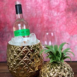 Talking Tables Gold Pineapple Ice Bucket with Lid Premium Drinks Trolley | Retro Bar Accessory | Classy Party Decoration | Elegant Cooler | Ideal Gift for Him or Her, 21.5 x 21.5 x 27 cm