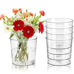 kingrol 6 pack clear flower vases, 3 quart plastic ice buckets for chilling beer, wine, champagne, multipurpose buckets for home office, 6.5 x 6.5 x 6 inch