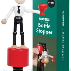 Wasted Wine Stopper by OTOTO - Wine Bottle Stopper, Wine Stoppers for Wine Bottles, Wine Accessories, Wine Bottle Stoppers, Funny Kitchen Gadgets, Fun Wine Stoppers Cute Wine Corks for Wine Bottles