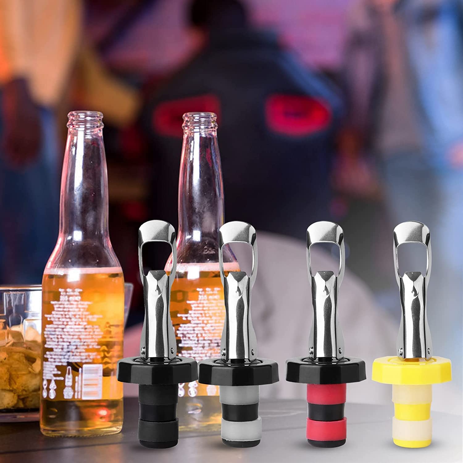 Reusable Wine Stoppers, Silicone Vacuum Bottle Stopper,Expanding Manual Beverage Bottle Stopper,Wine Bottle Airtight Seal Cork-6pcs