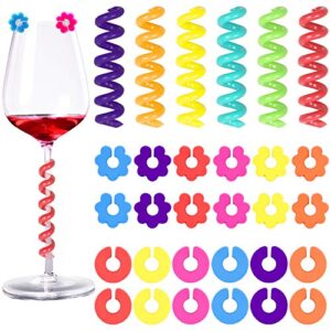 Jolbndcv 30 Pcs Silicone Drink Markers Wine Glass Charms Markers Drink Markers for Champagne Flutes Cocktails Martinis Wine Glass 3 Shape