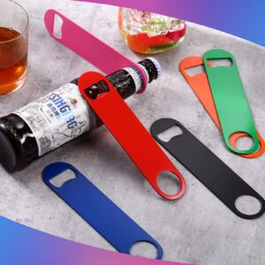 Set of 24 Stainless Steel Flat Beer Bottle Opener Bulk Funny Bartender Bar Keys Heavy Duty 7 Inches Beer Openers for Men Women Kitchen Restaurant Party Supplies, Orange, Pink, Red, Blue, Green, Black