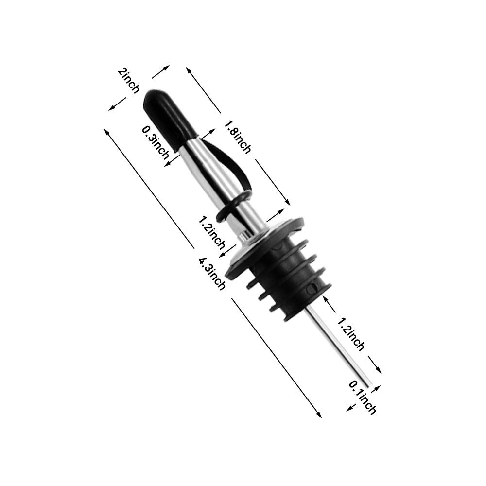 24 Pack Liquor Bottle Pourers, BALTRE Stainless Steel Olive Oil Dispenser Spout, with Siamese Rubber Dust Caps bottle pourers for alcohol, Bottle Pourers Suitable for About 3/4" Bottle Mouth