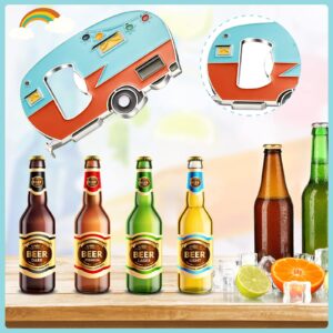 Bottle Openers Magnetic with Fridge Magnet Sticker Refrigerator Magnet Beer Bottle Openers, RV Caravan Camper Bottle Openers for Indoor Outdoor Picnic Home Kitchen Tools (Blue, Yellow,2 Pieces)