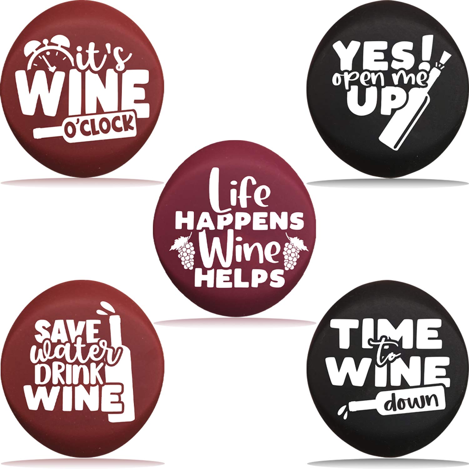 Wine Stoppers - 5 Reusable Funny Bottle Stopper Cap Set With Gift Box - Wine Gift Accessory for Friends