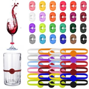 48 pieces wine glass charms markers colorful silicone glass markers waterproof drink markers cocktail cup markers champagne cup labels rings bottle strip tag marker for glass cup bar party supplies