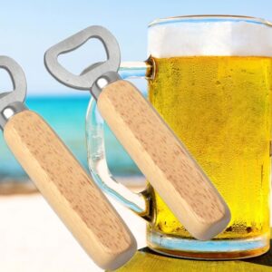 Bartender Bottle Openers, Beer Bottle Openers, Cider, Soft Drinks -Wood Handle Handheld (set of 6)