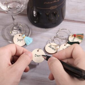 Lecone Wine Glass Charms, 30/60 Set Wood Wine Charms for Stem Glasses Classy DIY Tags Drink Markers Identifier for Christmas Thanksgiving Wedding Birthday Wine Tasting Party Favors