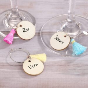 Lecone Wine Glass Charms, 30/60 Set Wood Wine Charms for Stem Glasses Classy DIY Tags Drink Markers Identifier for Christmas Thanksgiving Wedding Birthday Wine Tasting Party Favors
