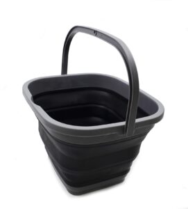 sammart 11l (2.9 gallon) collapsible rectangular handy basket/bucket (1, grey/black)