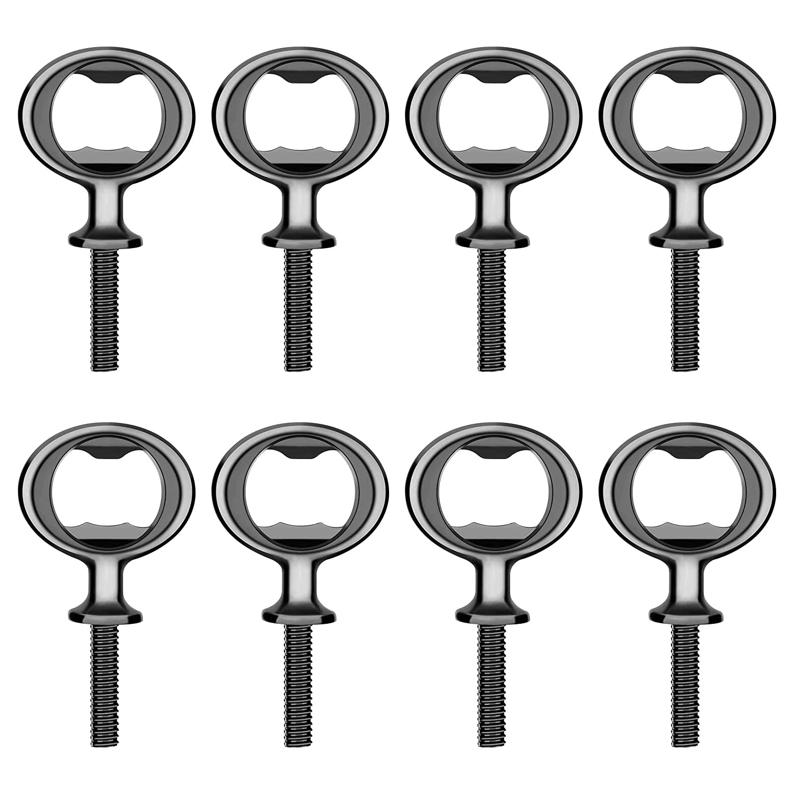 Ohiyoo Metal Bottle Opener Kits 8 Pack Blank Stainless Steel Bottle Opener Insert DIY Bottle Opener Hardware Bottle Opener Inserts for Wood Turning Kits Flat Bottle Opener Inserts Kit (Black)