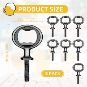 Ohiyoo Metal Bottle Opener Kits 8 Pack Blank Stainless Steel Bottle Opener Insert DIY Bottle Opener Hardware Bottle Opener Inserts for Wood Turning Kits Flat Bottle Opener Inserts Kit (Black)