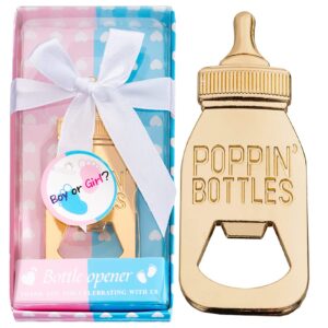 24pack baby bottle openers for baby shower favors gifts, decorations souvenirs, poppin bottles openers with gifts box used for guests gender reveal party favors (24, blue and pink)