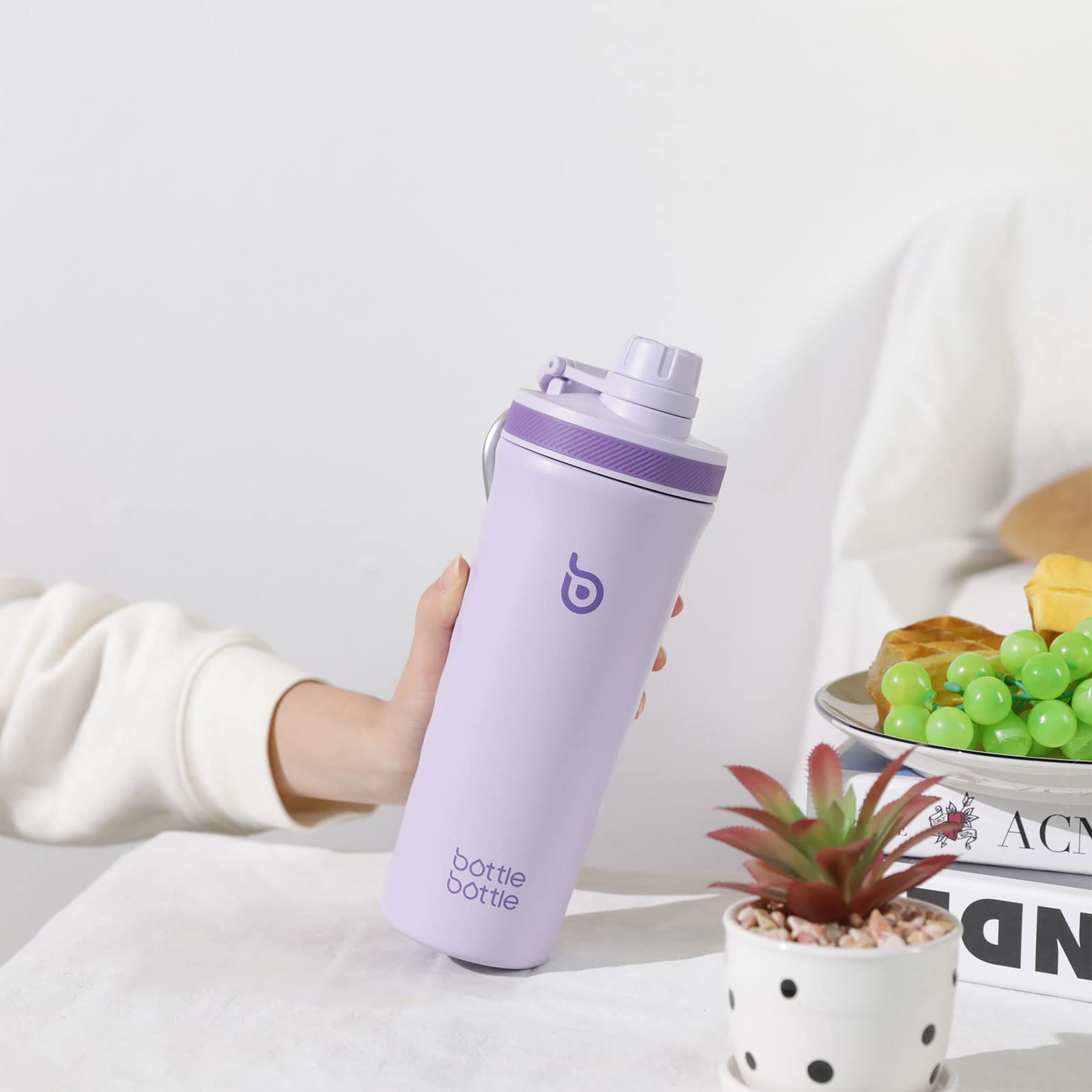 BOTTLE BOTTLE 26oz Insulated Shaker Bottle Insulated Stainless Steel Water Bottle with Wire Whisk, Reusable Stainless Steel Water Bottle, Gym Water Bottle（purple）