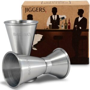 barvivo cocktail jigger for bartending - 0.5oz / 1oz shot measure jigger cocktail accessories for professional bartenders - stainless steel bar jigger cocktail measuring cup - ideal for home bar