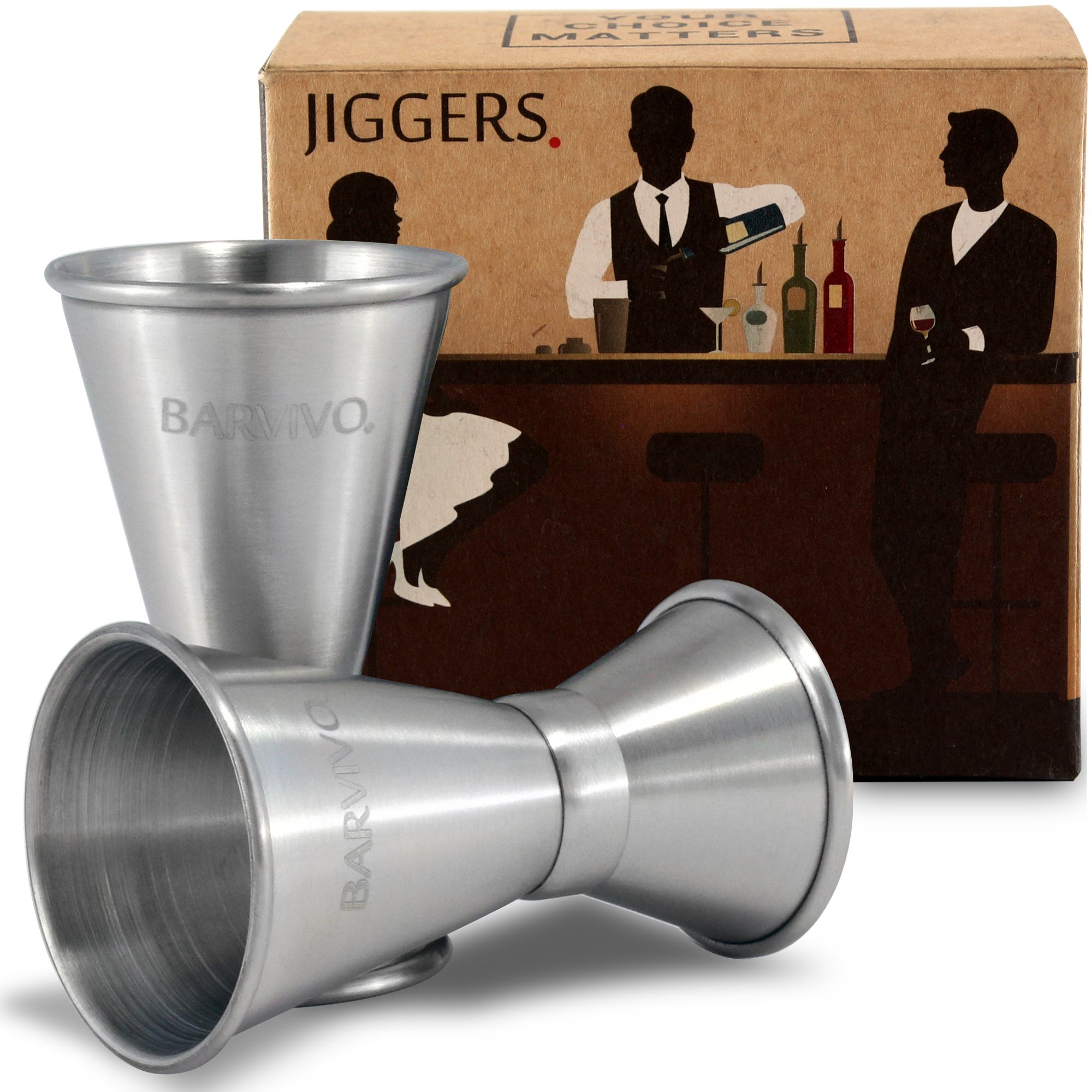 Barvivo Cocktail Jigger for Bartending - 0.5oz / 1oz Shot Measure Jigger Cocktail Accessories for Professional Bartenders - Stainless Steel Bar Jigger Cocktail Measuring Cup - Ideal for Home Bar