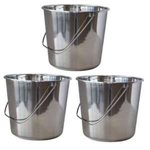 ssb422set large stainless steel bucket set – 3piece