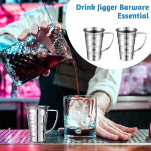 Zeyune 2 Pieces 2 Oz Stepped Jiggers with Handle Stainless Steel Cocktail Jiggers Drink Measuring Jigger Stepped Measuring Tool for Bartenders Bar Drink Jiggers and Pourers