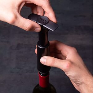 Vacu Vin Wine Saver Pump Black with Vacuum Wine Stopper - Keep Your Wine Fresh for up to 10 Days - 1 Pump 6 Stoppers - Reusable - Made in the Netherlands