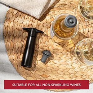 Vacu Vin Wine Saver Pump Black with Vacuum Wine Stopper - Keep Your Wine Fresh for up to 10 Days - 1 Pump 6 Stoppers - Reusable - Made in the Netherlands