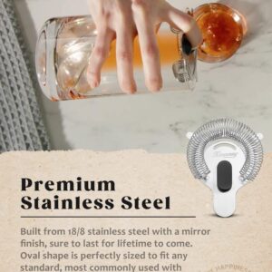 KITESSENSU Cocktail Strainer, 2 Prong Stainless Steel Hawthorne Drink Strainer Cocktai with Non-Slip Finger Rest, Bar Tools for Professional Bartenders, High Density Spring