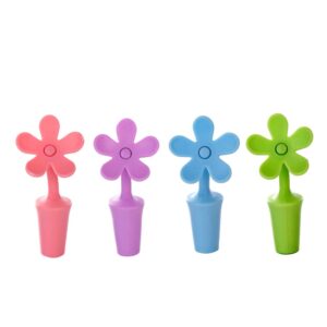 Honbay Multi-Purpose Silicone Wine Stopper Sunflower Shape Wine Bottle Stopper Perfect for Wine Champagne Beverage Beer and so on (4 PCS Set)