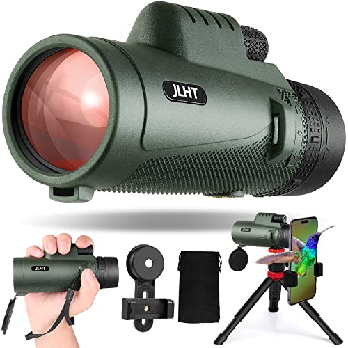 JLHT 40X60 Monocular Telescope High Power Monocular for Adults with Phone Adapter& Tripod& Hand Strap Low Night Vision Monocular Equipped with BAK4 Prism for Bird Watching Hunting Traveling Concert