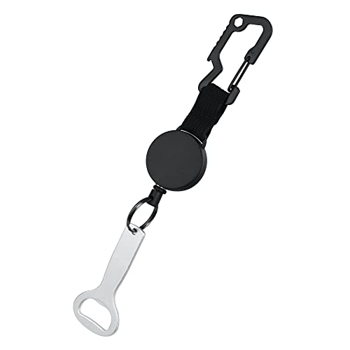 Retractable Bottle Opener with Carabiner Clip - Portable Cooler Bottle Opener Camping Accessories - Retractable Hand Strap Bottle Opener - Backpack Clip on Bottle Opener - Speed Beer Opener