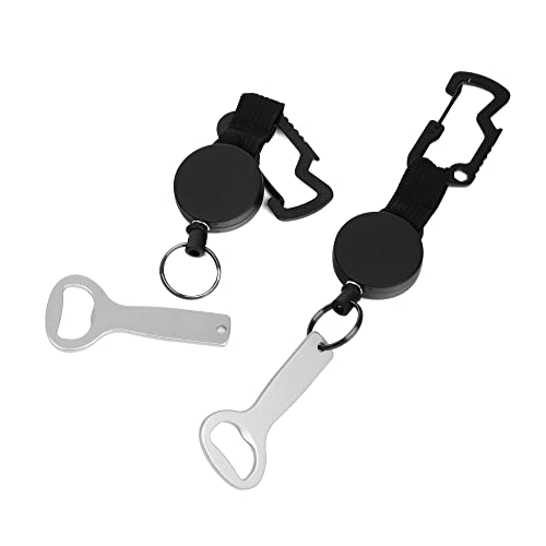 Retractable Bottle Opener with Carabiner Clip - Portable Cooler Bottle Opener Camping Accessories - Retractable Hand Strap Bottle Opener - Backpack Clip on Bottle Opener - Speed Beer Opener