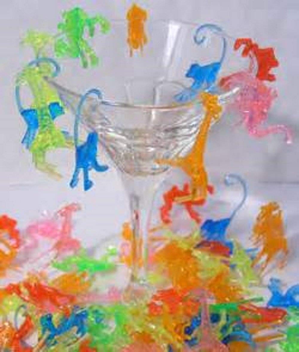 Plastic Mixed Animal Cocktail Drink Markers/Charms (72)