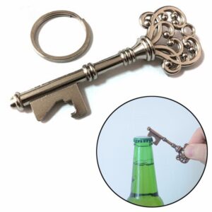 2pcs Key Shape Beer Bottle Opener Vintage Retro Keychain Key Ring Metal Bronze Silver Kitchen Party Bar Tool