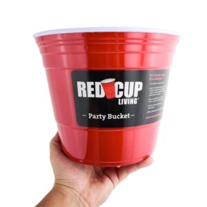 reusable red party bucket, ice bucket, wine cooler, kitchen set, champagne bucket, wine bucket, beer bucket, snack cup, bottle cooler, ice tub, bbq set, large ice bucket | bpa free | strong & sturdy