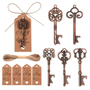 50PCS Vintage Skeleton Key Bottle Openers Wedding Favors , Party Return Gifts for Guests (red copper)