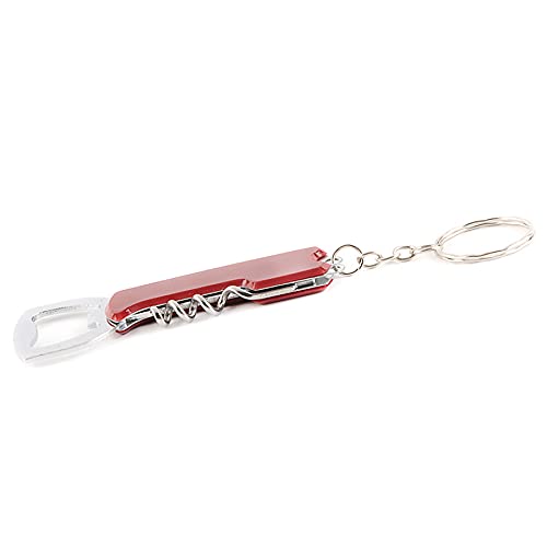 ARFUKA 2pcs Multifunctional Bottle Opener Keychain Corkscrew Keychains Soda Beer Wine Bottle Opener Beverage Bottle Opener Keyring Gift Set (Black + Red)