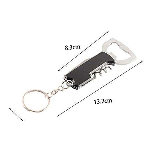 ARFUKA 2pcs Multifunctional Bottle Opener Keychain Corkscrew Keychains Soda Beer Wine Bottle Opener Beverage Bottle Opener Keyring Gift Set (Black + Red)