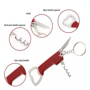 ARFUKA 2pcs Multifunctional Bottle Opener Keychain Corkscrew Keychains Soda Beer Wine Bottle Opener Beverage Bottle Opener Keyring Gift Set (Black + Red)